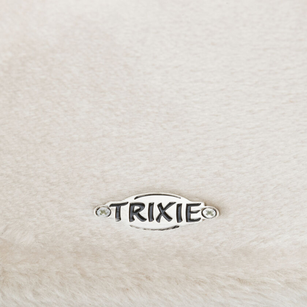 witte pluche stof met trixie logo