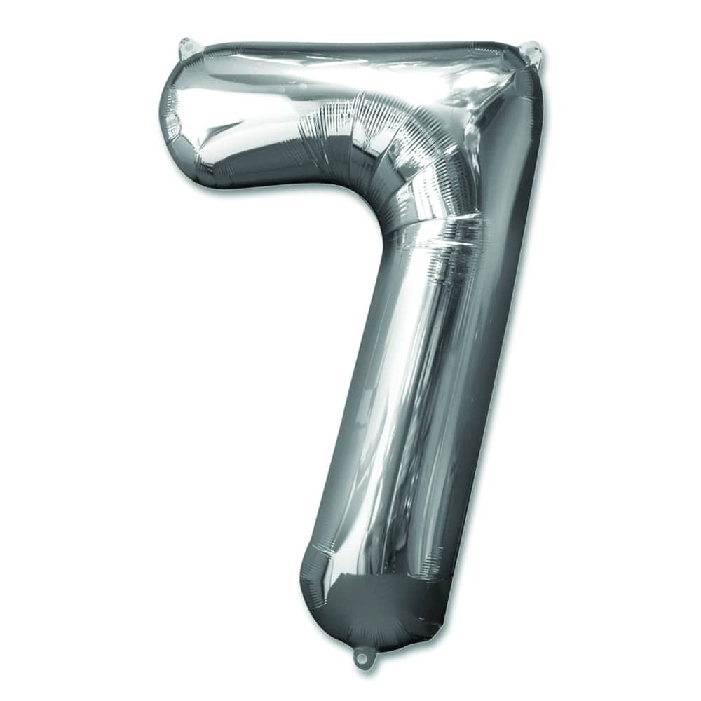 Folieballon - Cijfer 7 - Zilver 100 cm
