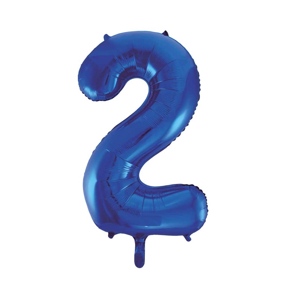 Folieballon - Cijfer 2 - Blauw 100cm