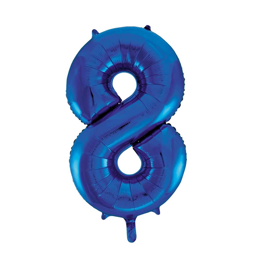 Folieballon - Cijfer 8 - Blauw 100cm