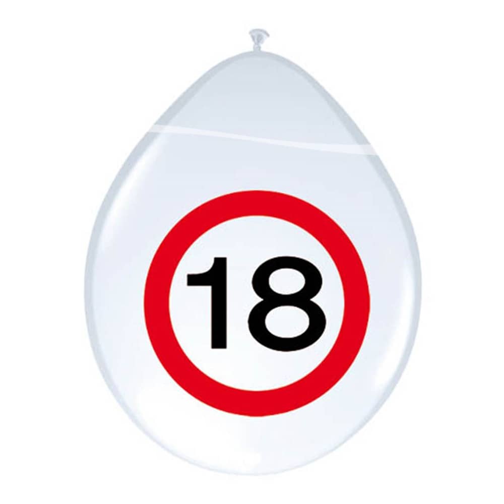 Ballonnen ‘18’ Verkeersbord - 8 stuks