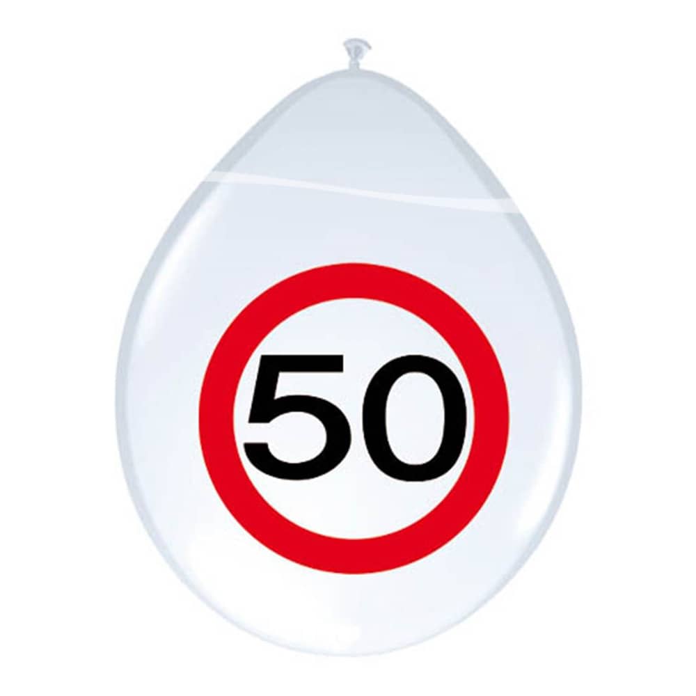 Ballonnen ‘50’ Verkeersbord - 8 stuks