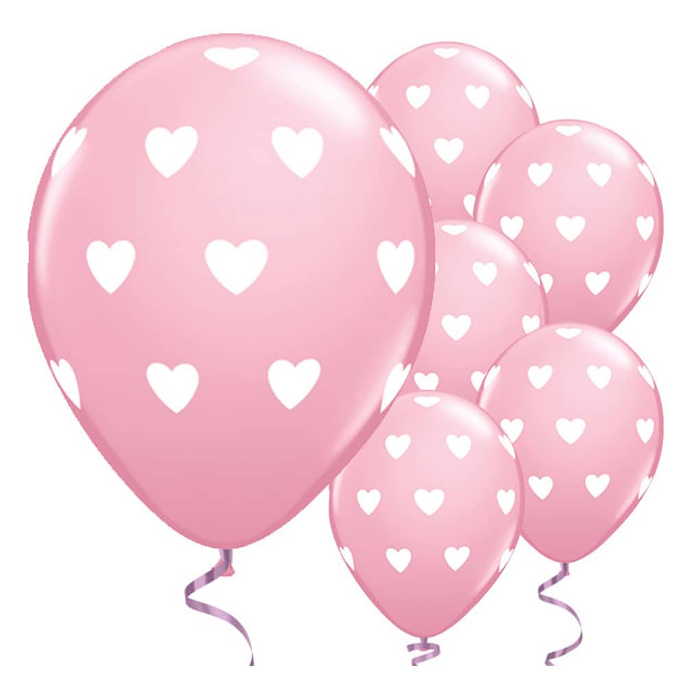 Ballonnen Hartjes Roze - 6 stuks
