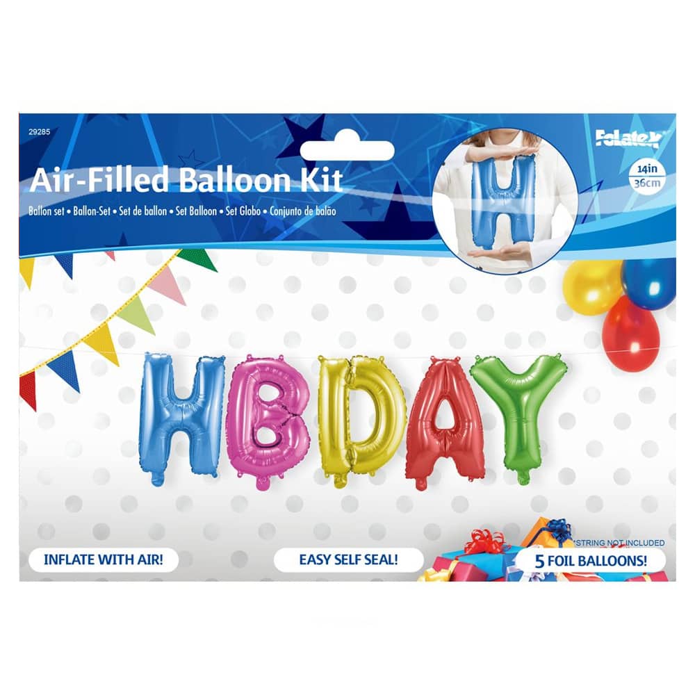 Folieballon ‘Hbday’ - Multicolor