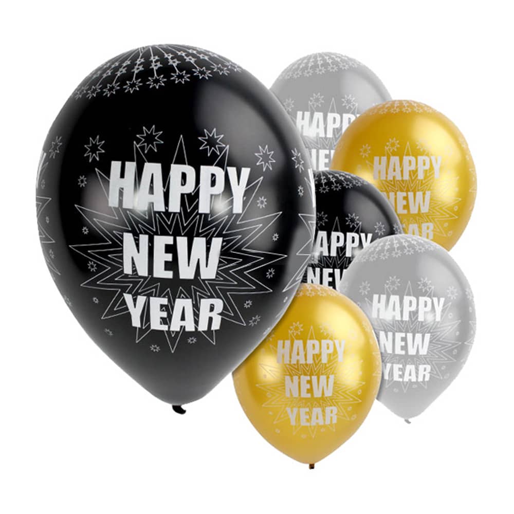 Ballonnen Happy New Year - 6 stuks