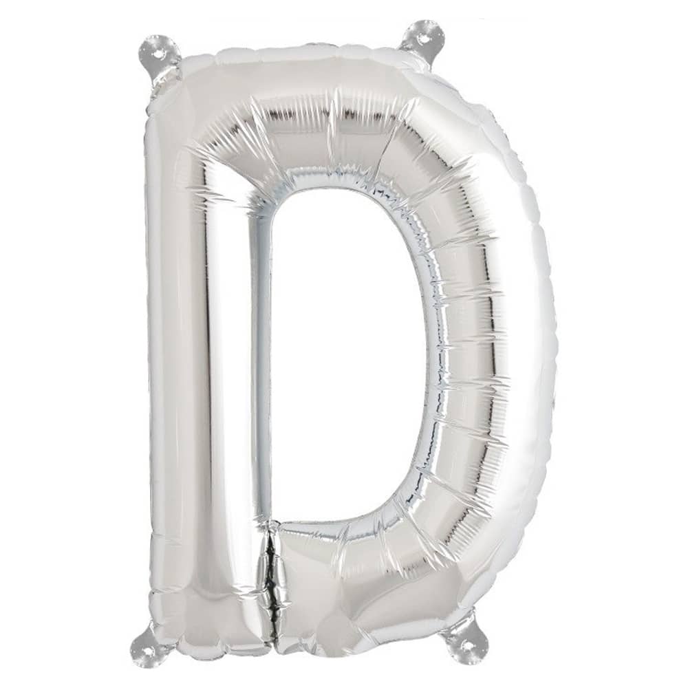 Folieballon ‘D’ Zilver - 33 Centimeter