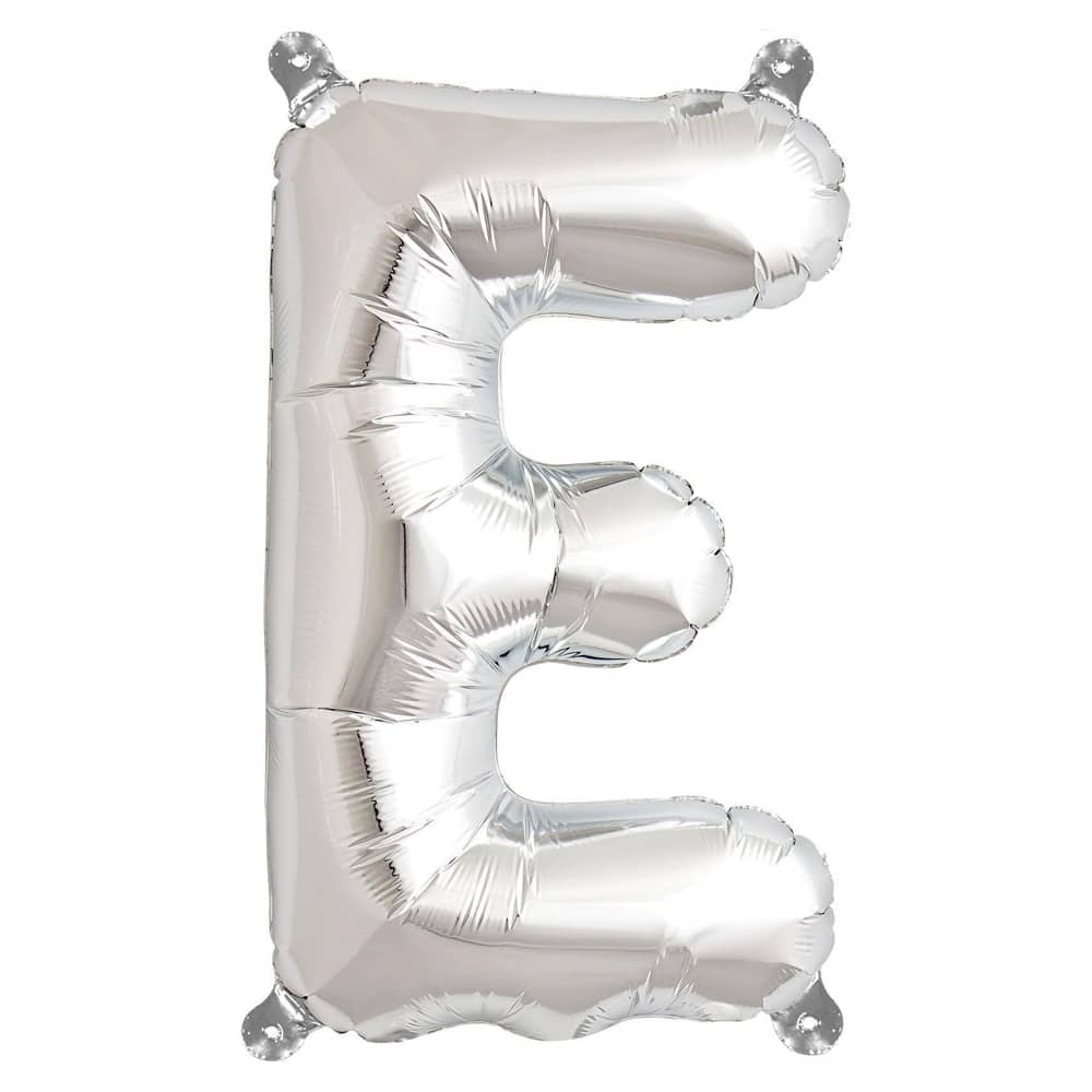 Folieballon ‘E’ Zilver - 33 Centimeter