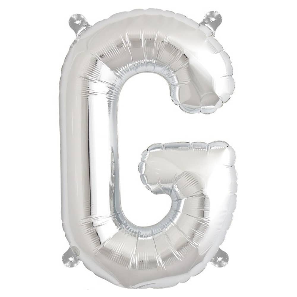 Folieballon ‘G’ Zilver - 33 Centimeter