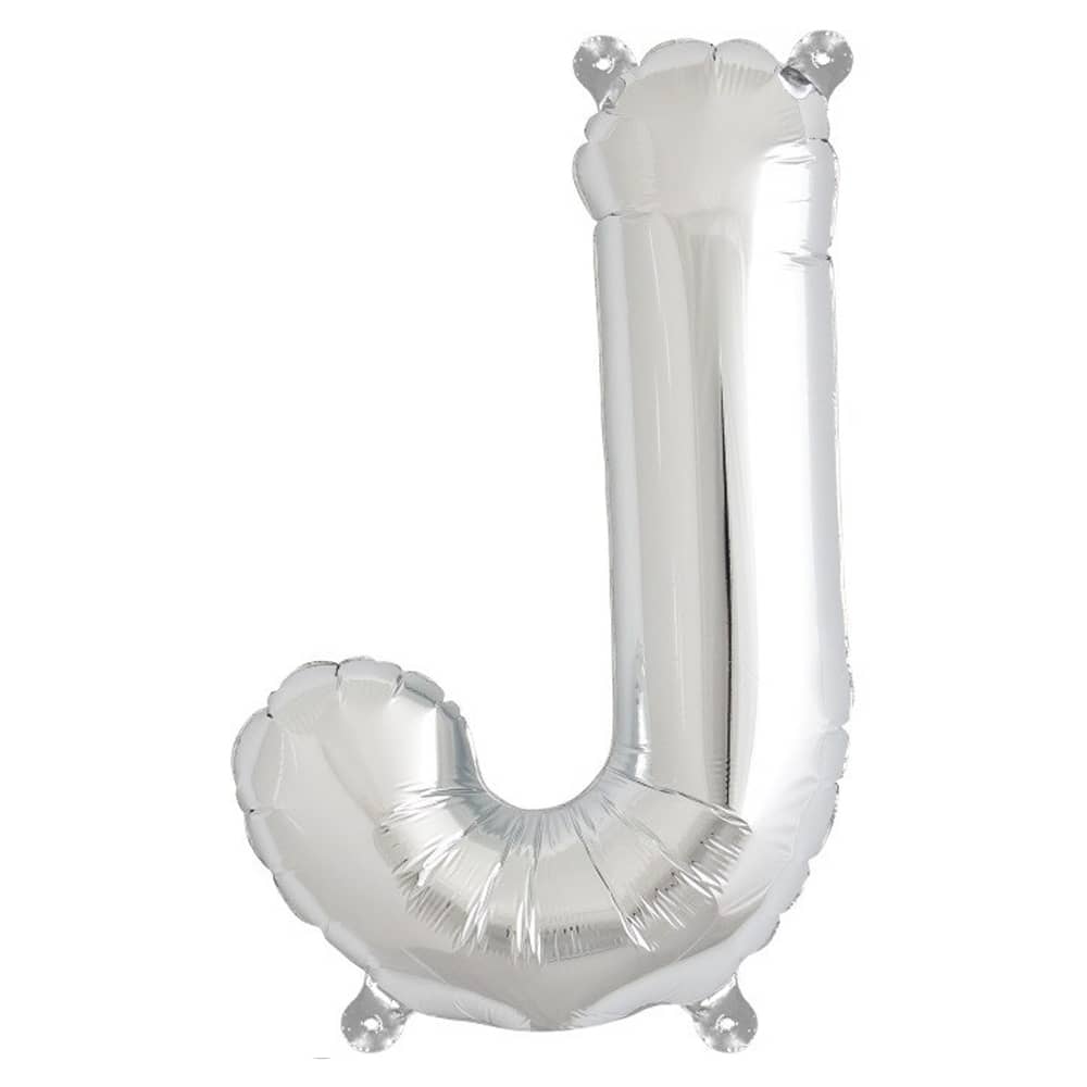 Folieballon ‘J’ Zilver - 33 Centimeter