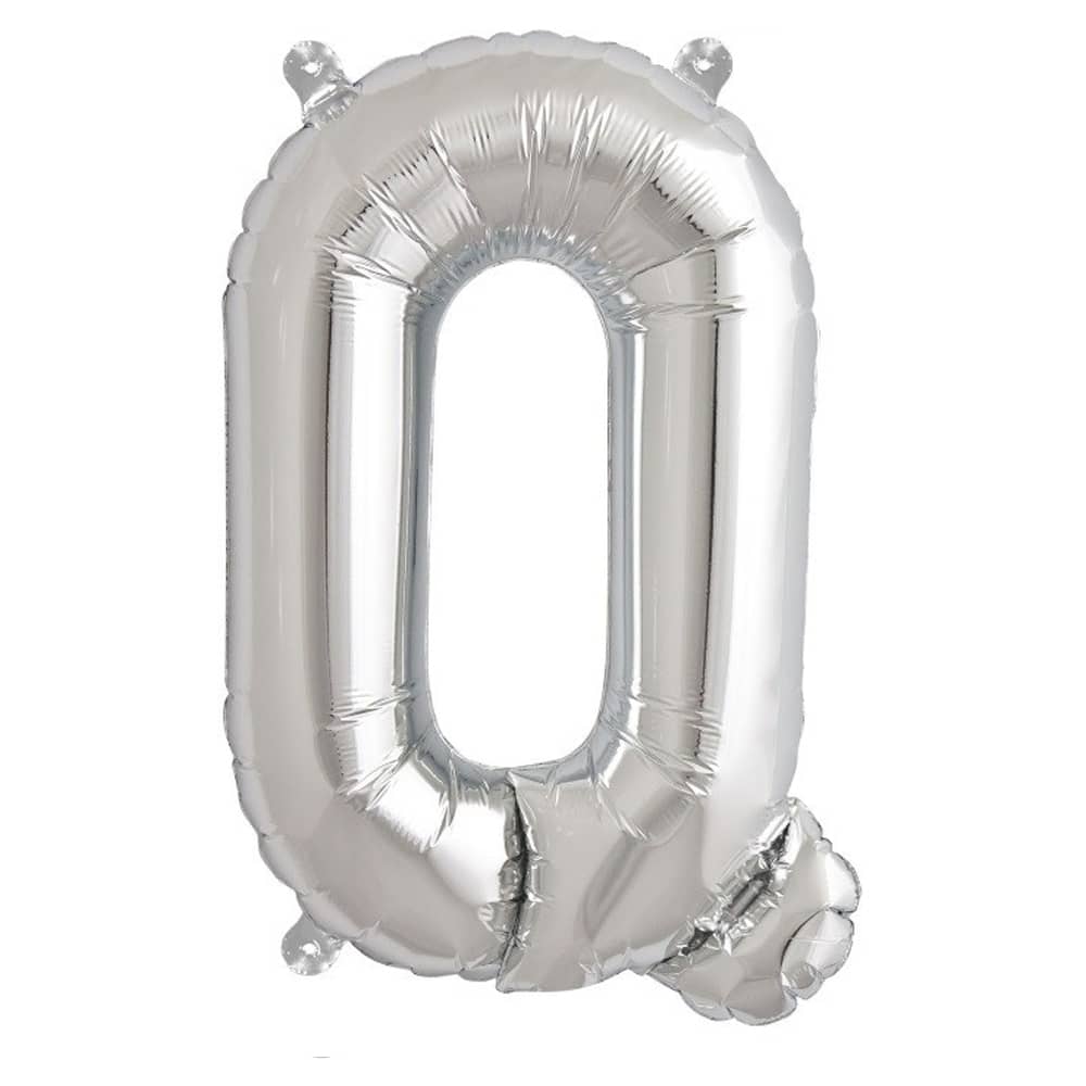 Folieballon ‘Q’ Zilver - 33 Centimeter