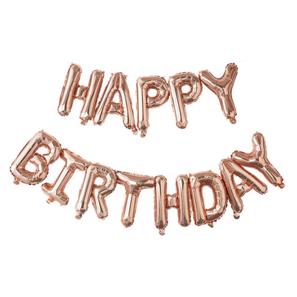 Folieballonnen 'Happy Birthday' - Rosé goud