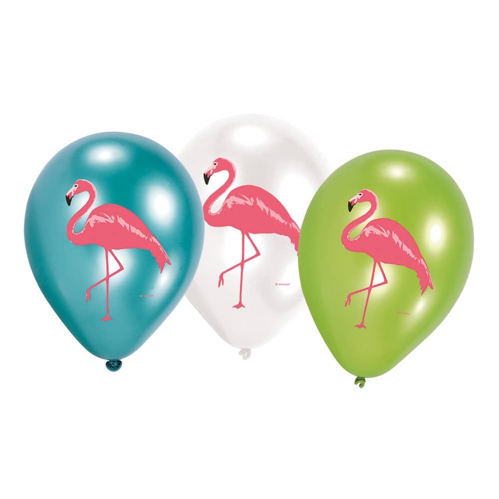 Ballonnen Flamingo Wit Blauw Groen- 6 stuks