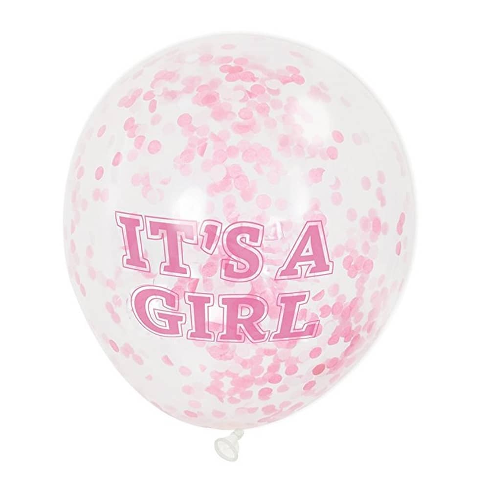 Ballonnen - 'It's a Girl' - Confetti Roze - 6 stuks