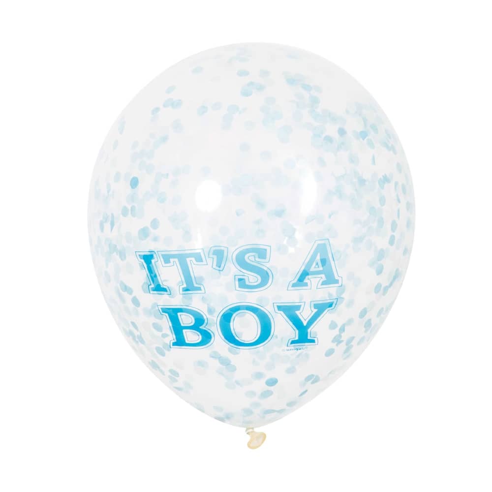 Confettiballonnen 'It's a Boy' Blauw - 6 stuks