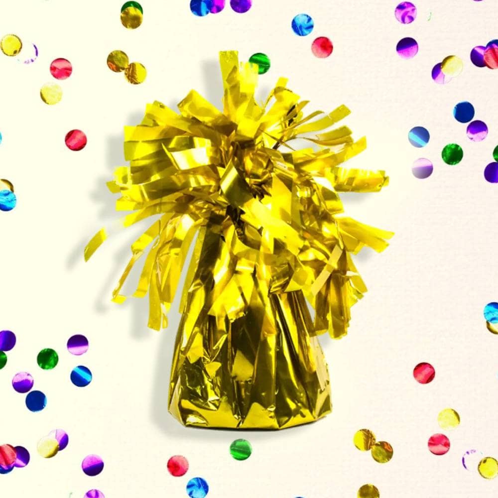 Gewicht voor ballonnen in de kleur goud met franjes