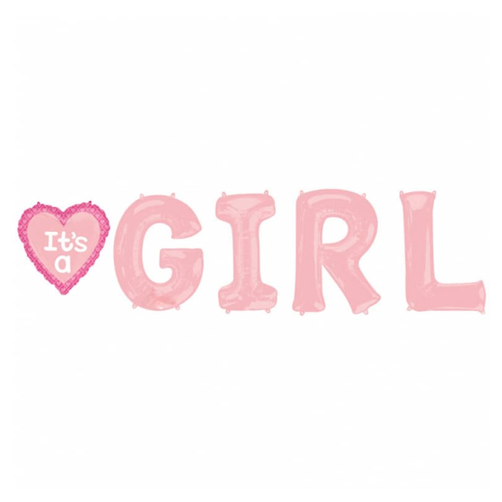 Folieballon Pakket ‘Its a Girl’ - Roze