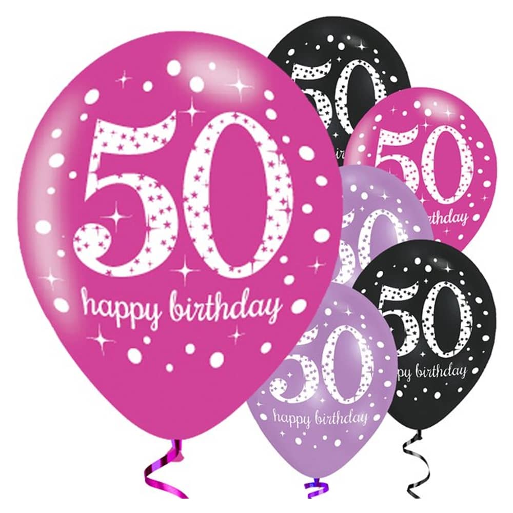 Ballonnen ‘50 Happy Birthday’ Assorti - 6 stuks