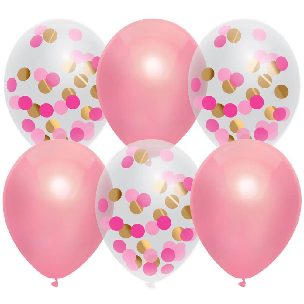 Confetti Ballonnen Roze - 6 stuks