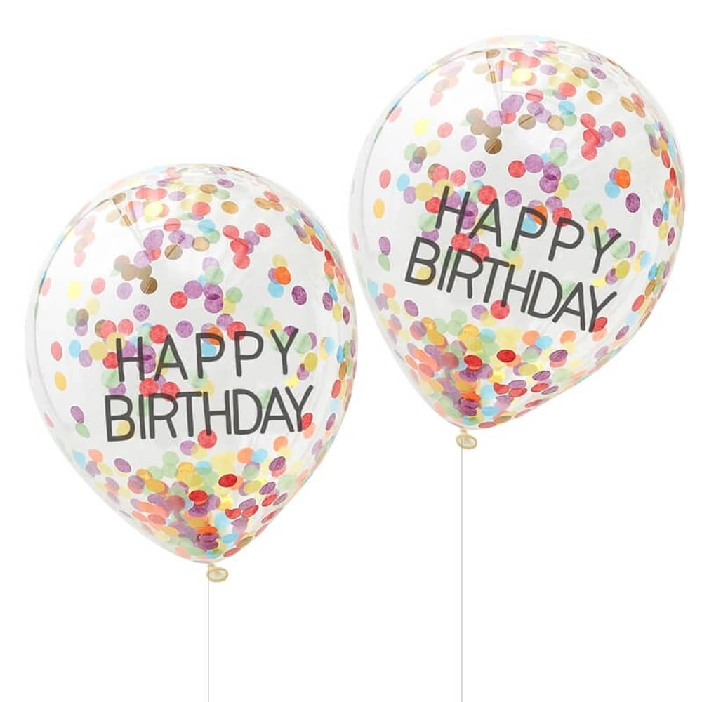 Ballonnen Confetti ‘Happy Birthday’ Multicolor - 5 stuks