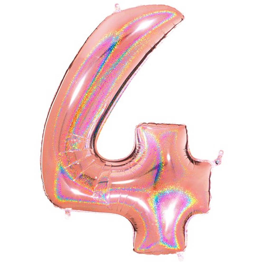 Folie Cijfer ‘4’ Rosé Goud Holografisch - 100 Centimeter