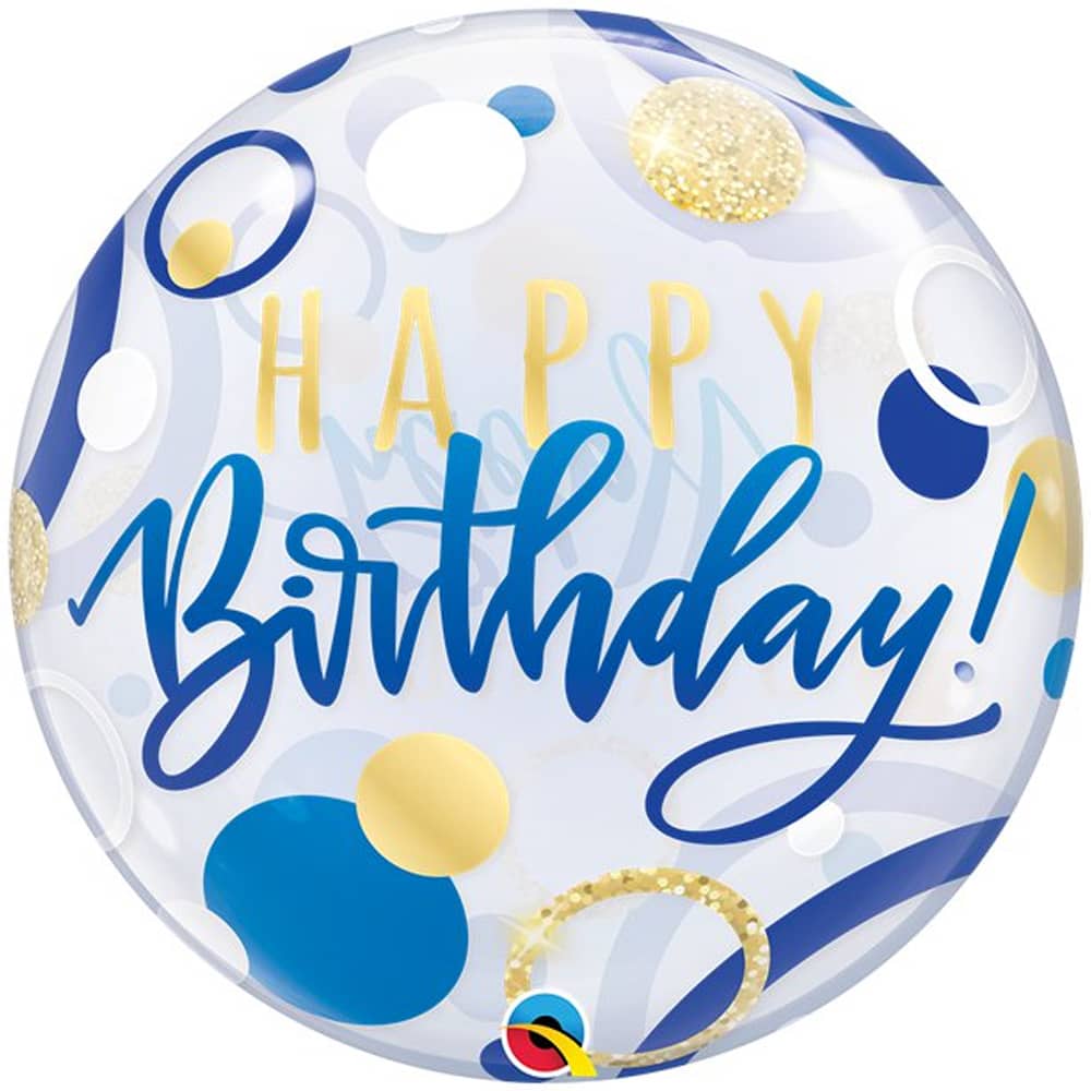 Reuze ballon Bubble Happy Birthday Blauw - 56 cm