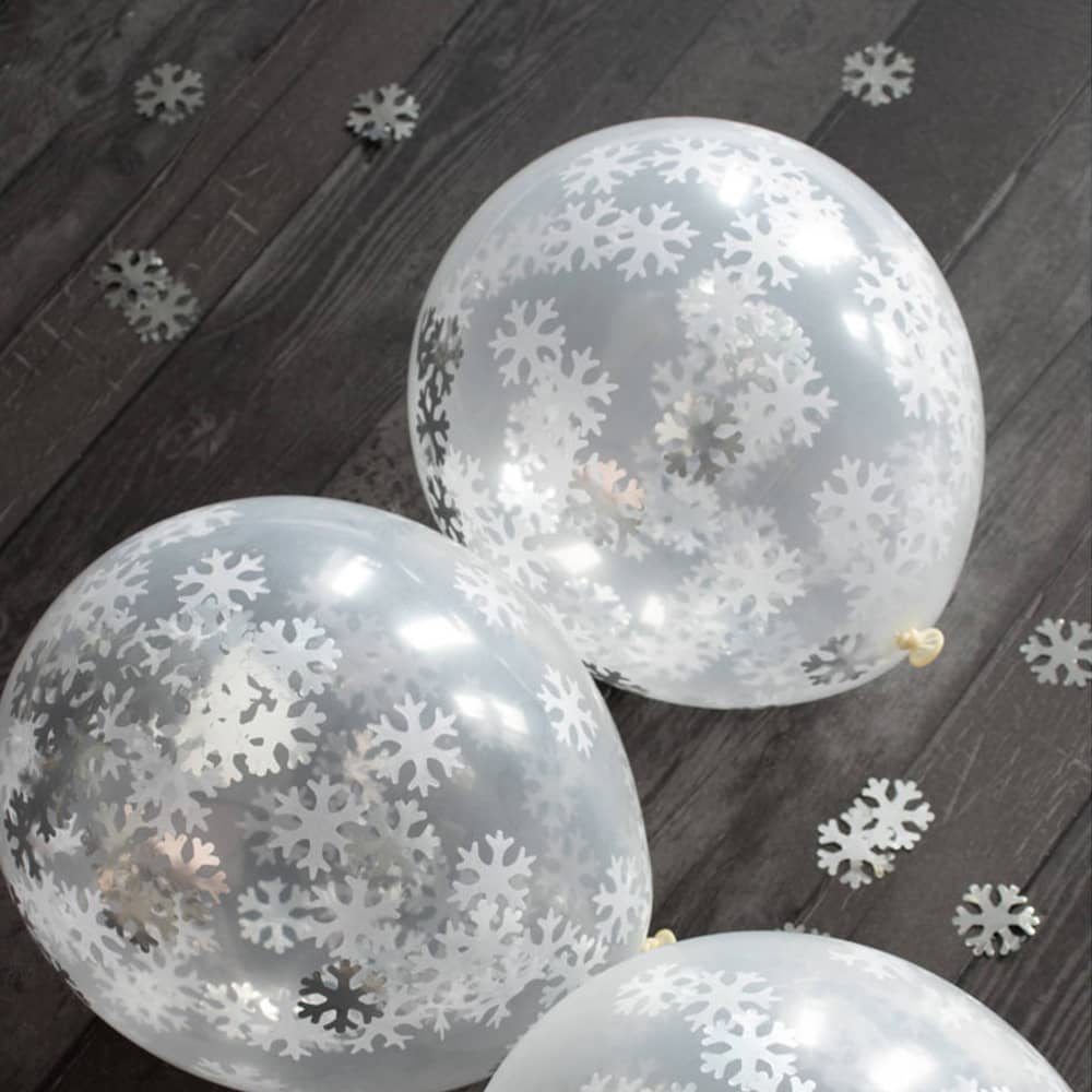 Confetti ballonnen Sneeuwvlokken - 4 stuks