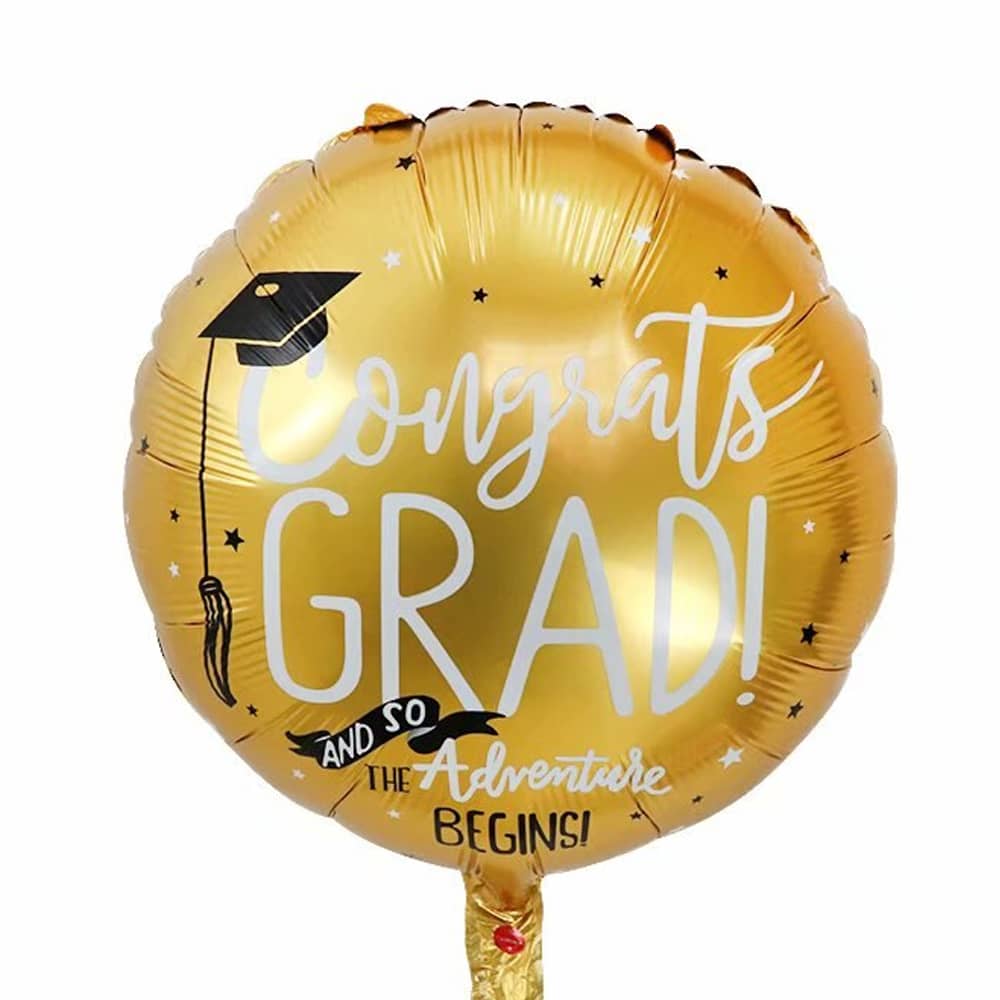 Gouden folieballon met de tekst Congrats Grad