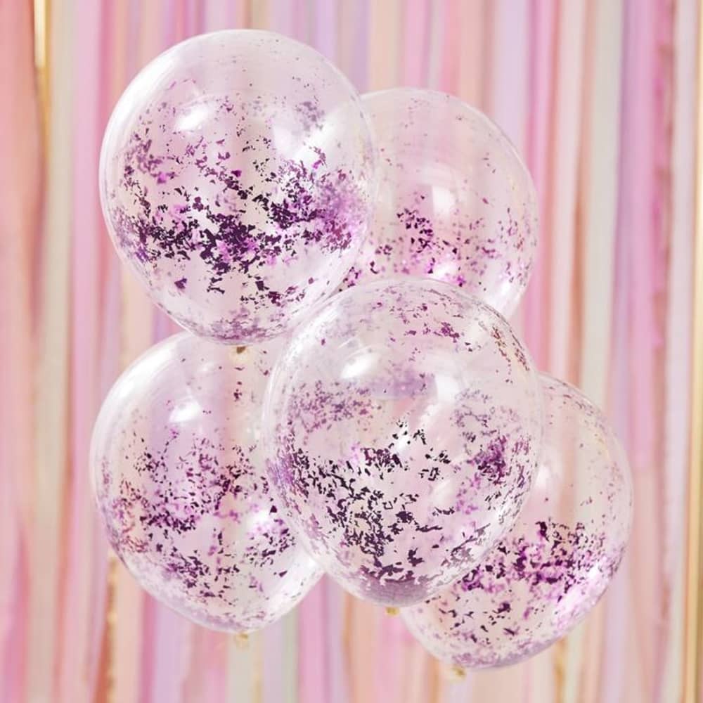 Ballonnen - Gescheurde Confetti Lila - 5 stuks