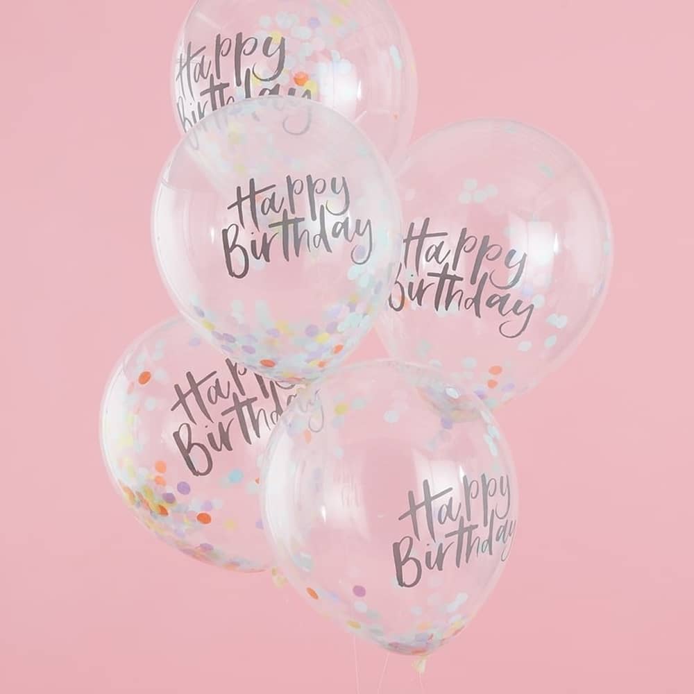 Confetti Ballonnen Pastel ‘Happy Birthday’ - 5 stuks