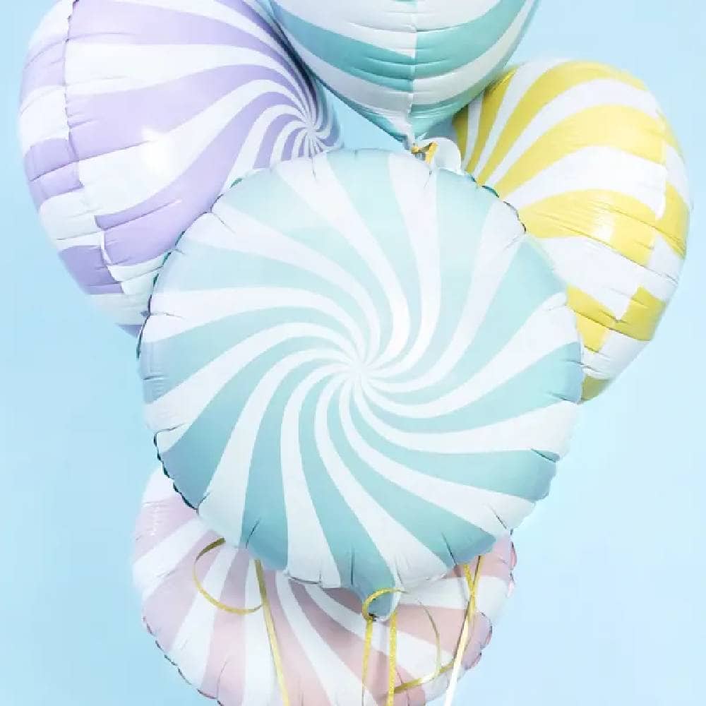 Snoepvormige folieballonnen in pastelkleuren