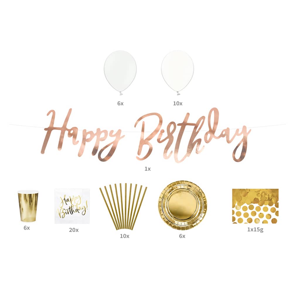 Decoratie pakket ‘Happy Birthday’ Goud
