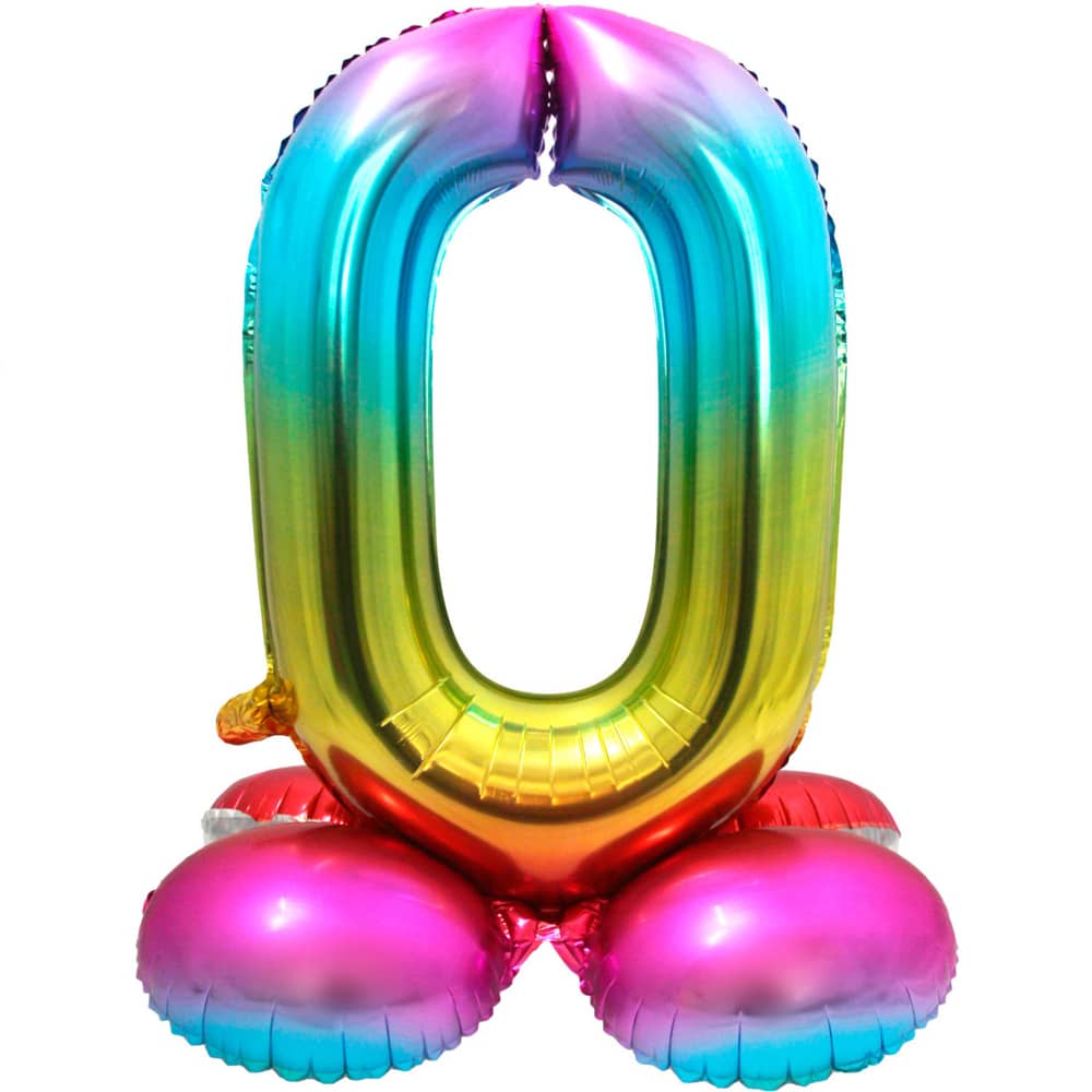 Folieballon met Standaard 'Regenboog' - Cijfer 0