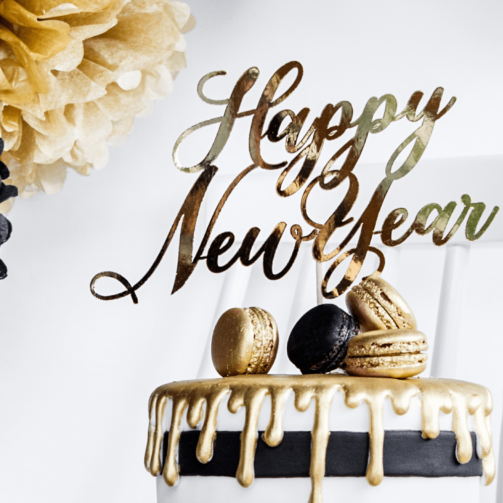 gouden taart topper happy new year
