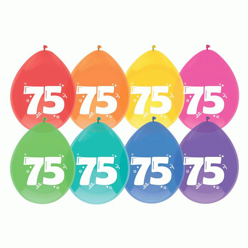 Ballonnen ‘75’ Multicolor Assorti - 8 stuks