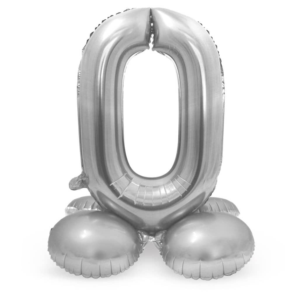 Folieballon met Standaard Zilver - Cijfer 0