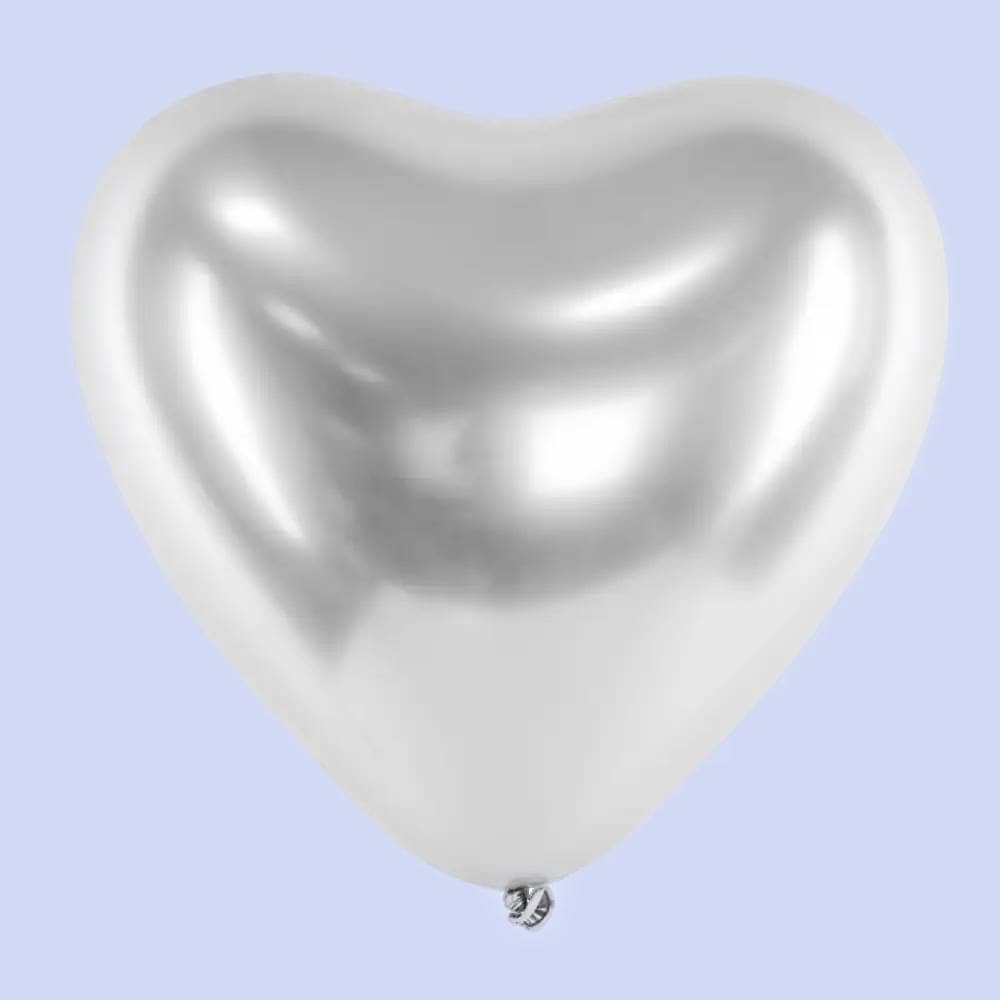 Latex zilveren hartvormige ballon