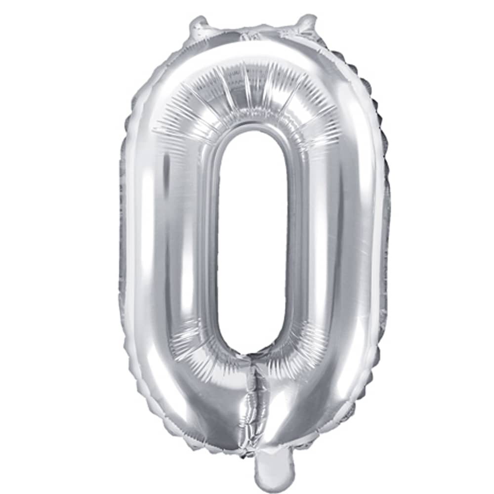Folieballon Cijfer 0 (35 cm) - Zilver