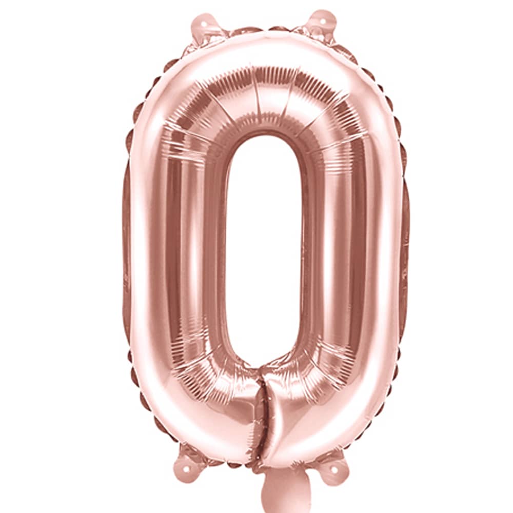 Folieballon Cijfer 0 (35 cm) - Rosé Goud