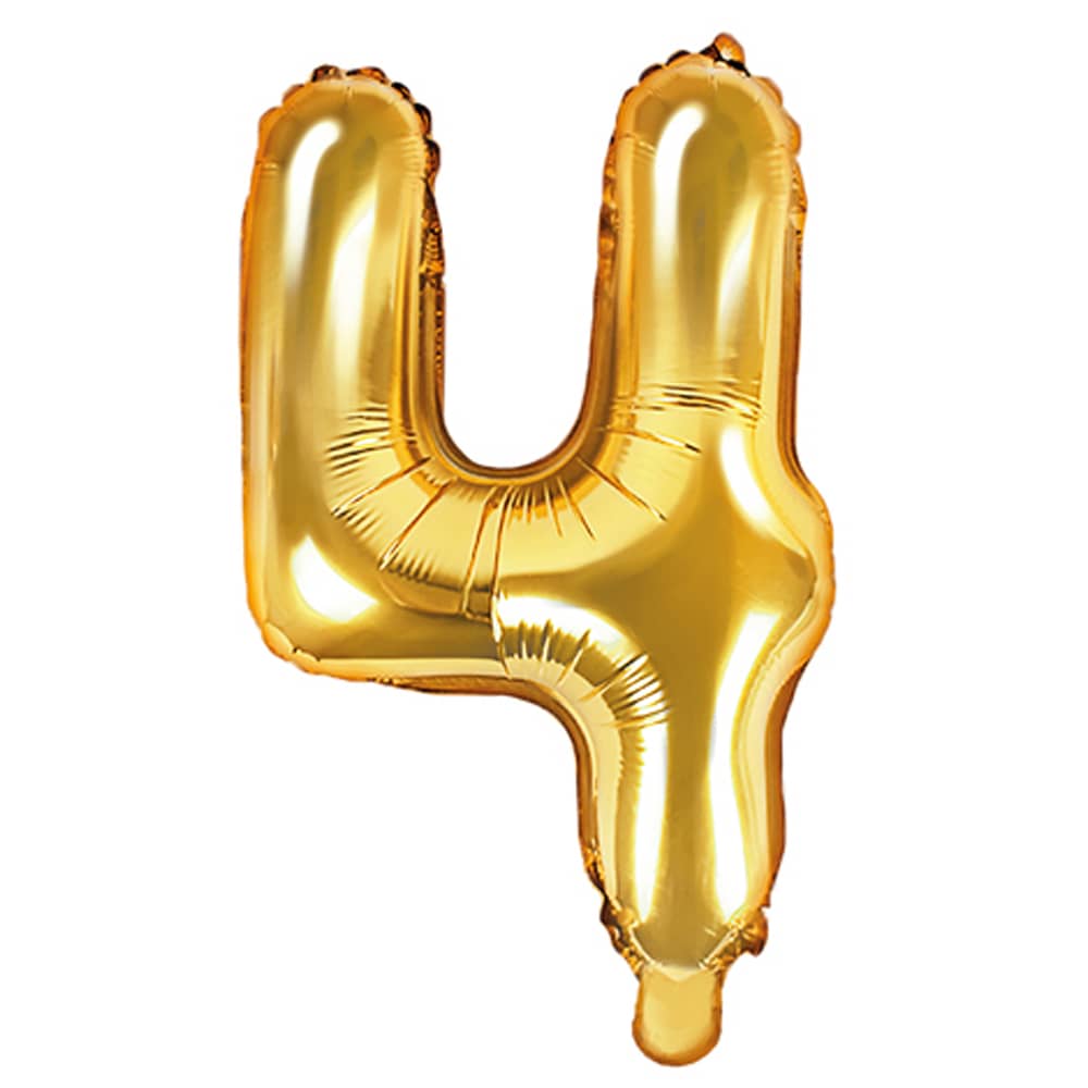 Folieballon Cijfer 4 (35 cm) - Goud