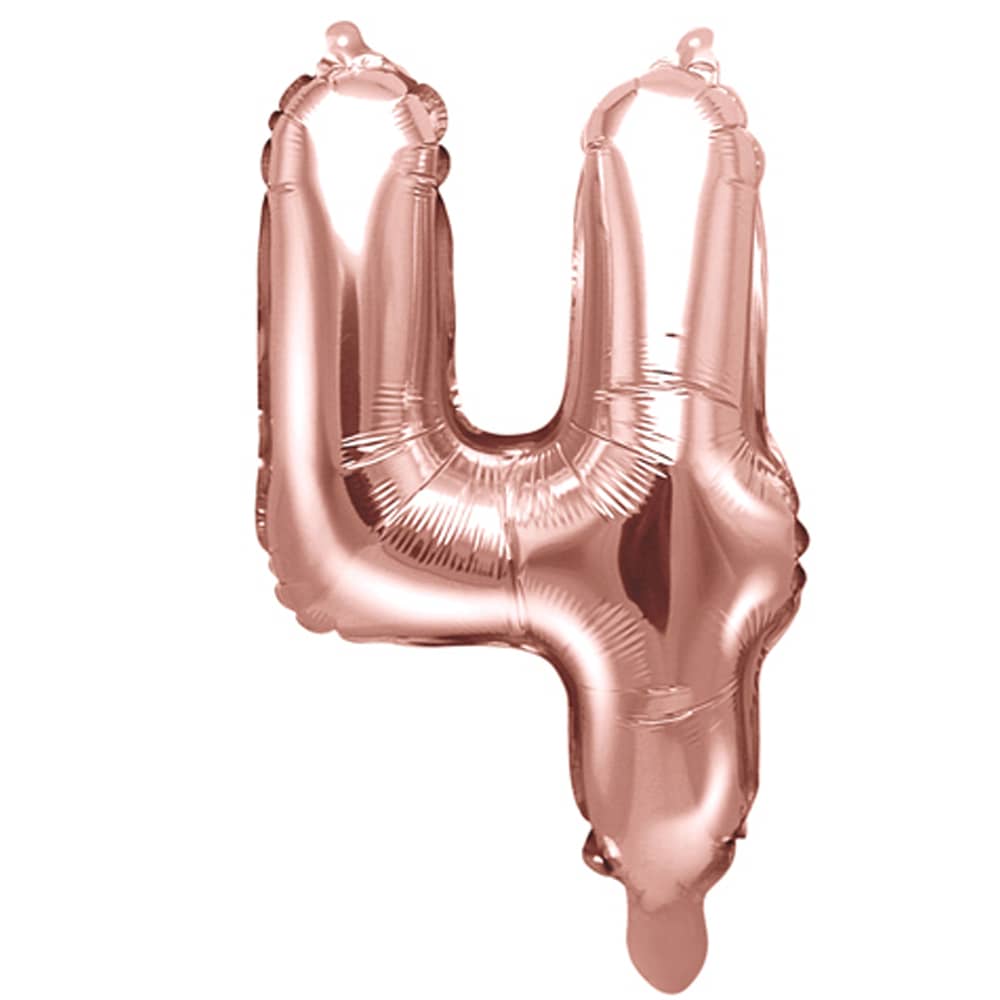 Folieballon Cijfer 4 (35 cm) - Rosé Goud