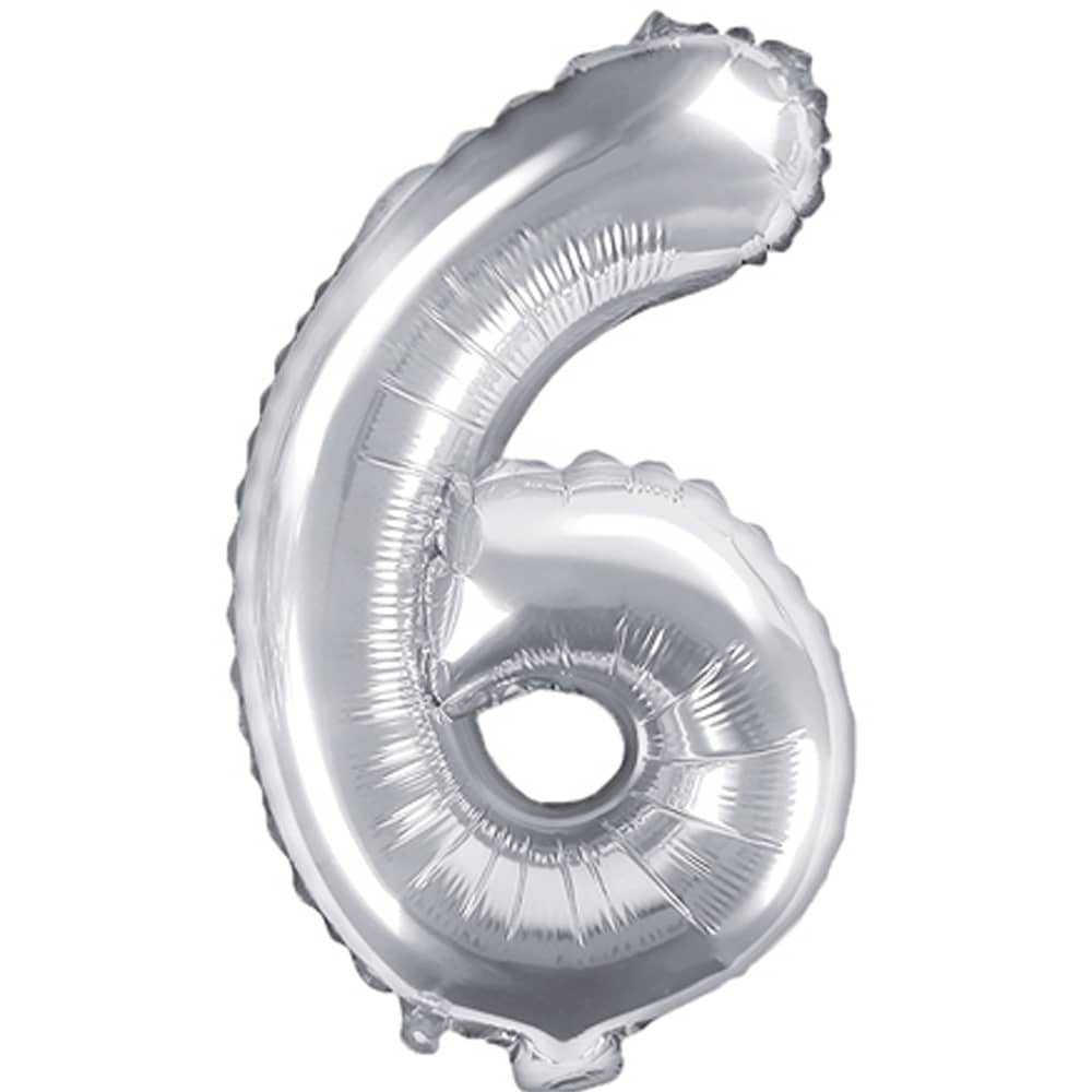 Folieballon Cijfer 6 (35 cm) - Zilver