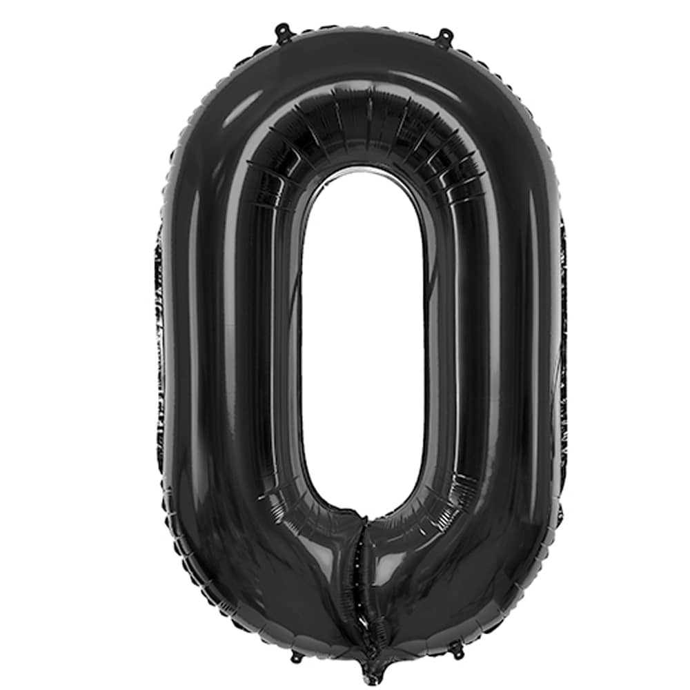 Folieballon Cijfer 0 (86 cm) - Zwart