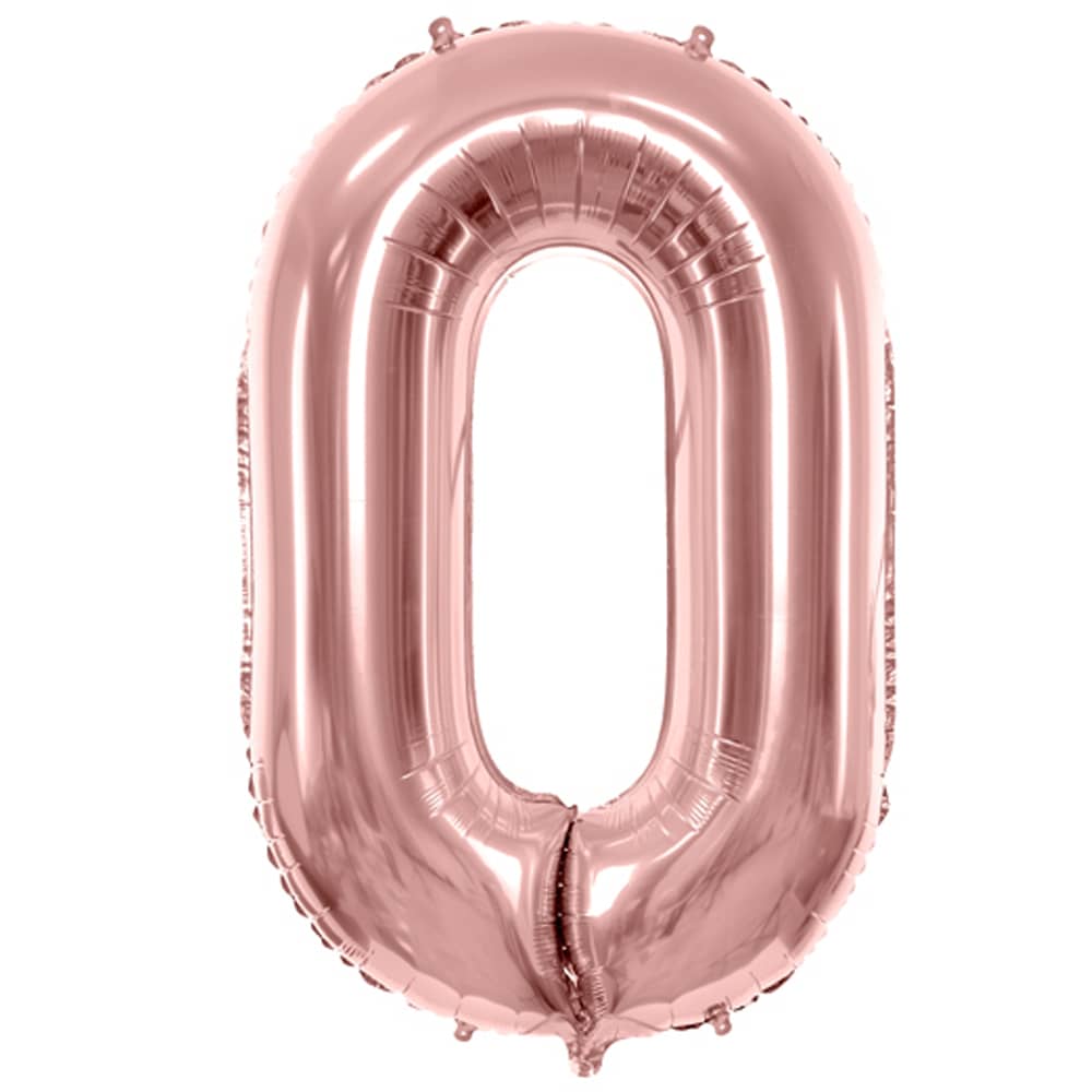 Folieballon Cijfer 0 (86 cm) - Rosé Goud