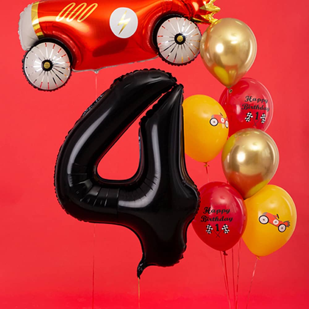 Folieballon Cijfer 4 (86 cm) - Zwart