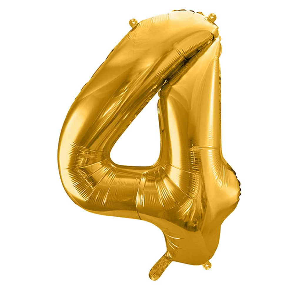 Folieballon Cijfer 4 (86 cm) - Goud
