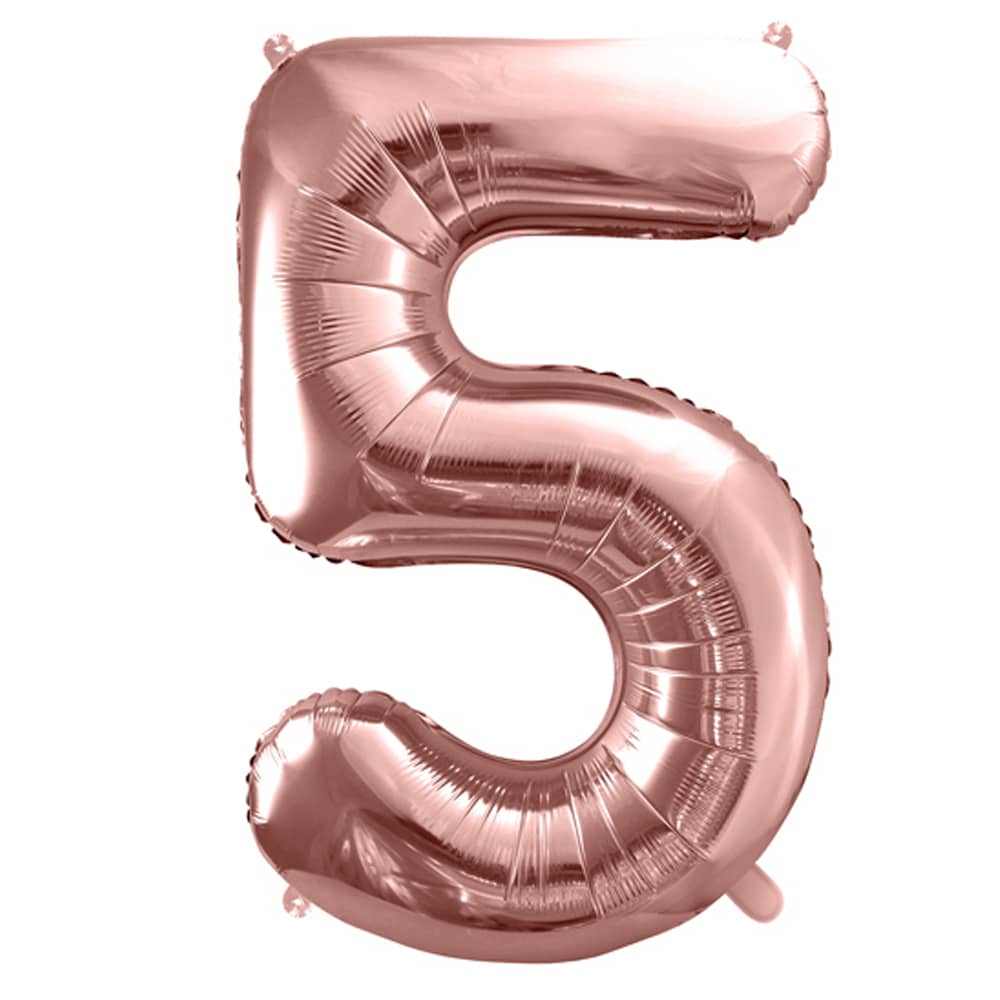 Folieballon Cijfer 5 (86 cm) - Rosé Goud