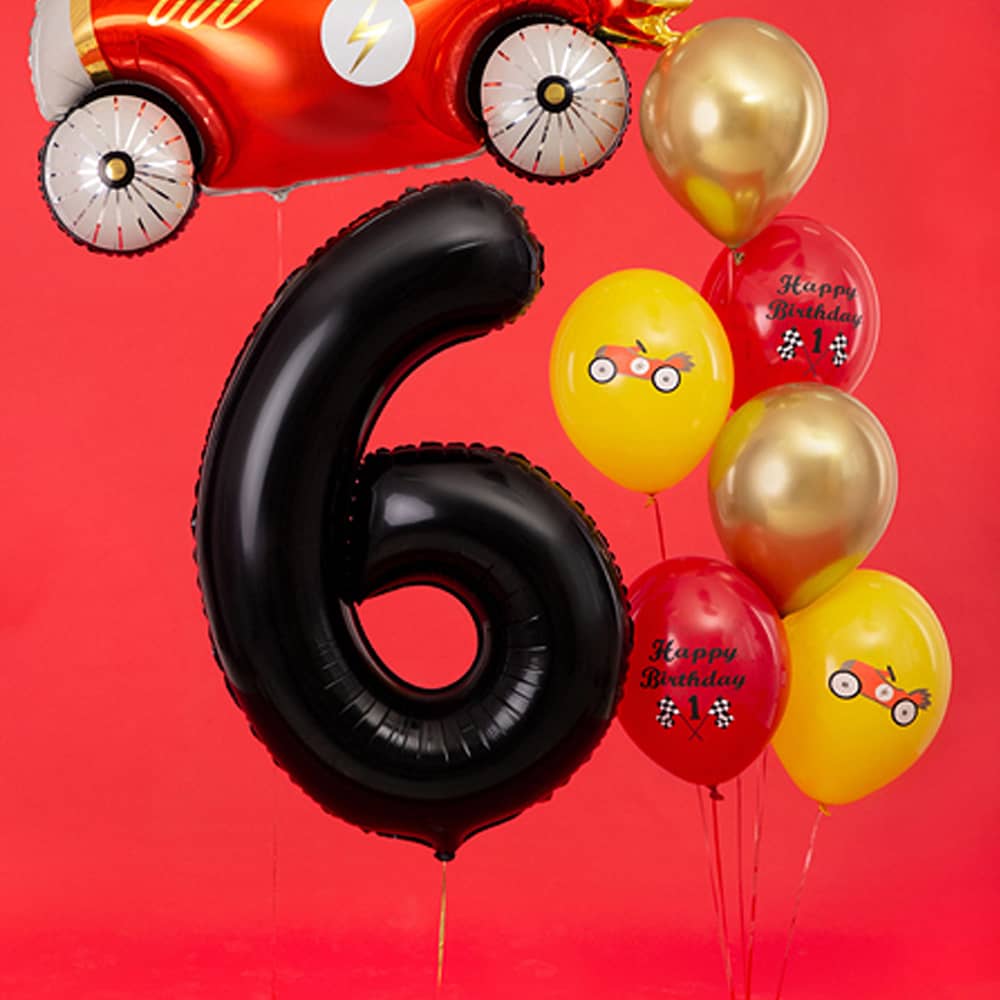 Folieballon Cijfer 6 (86 cm) - Zwart