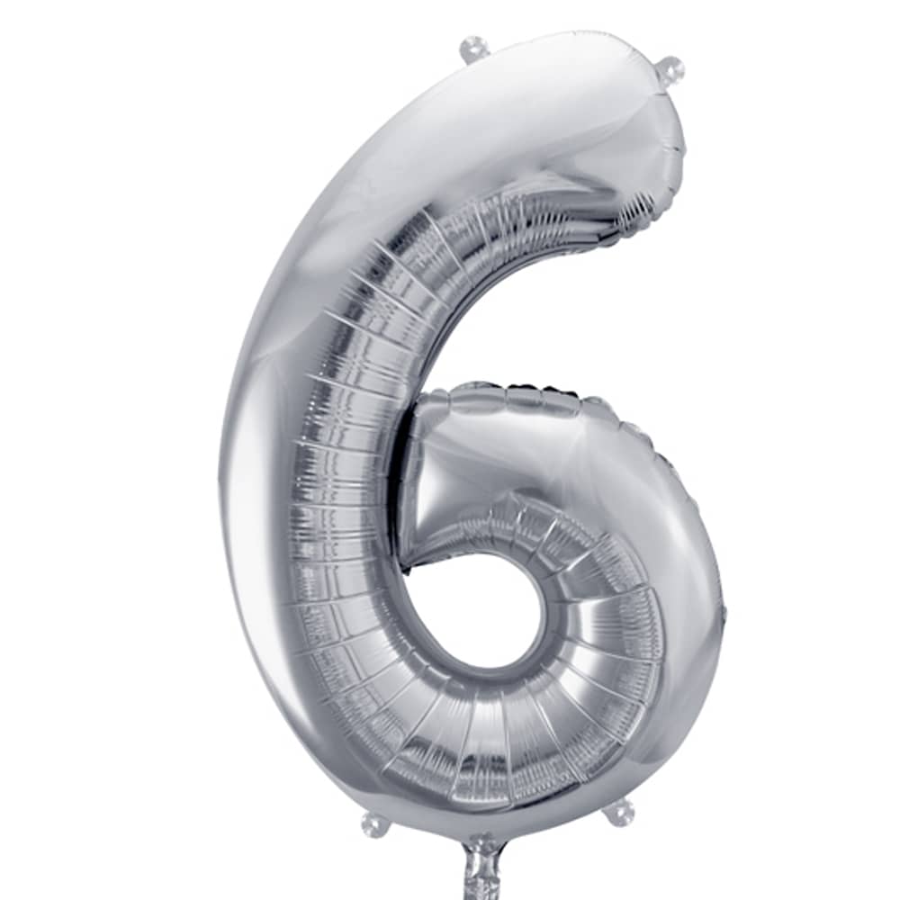 Folieballon Cijfer 6 (86 cm) - Zilver