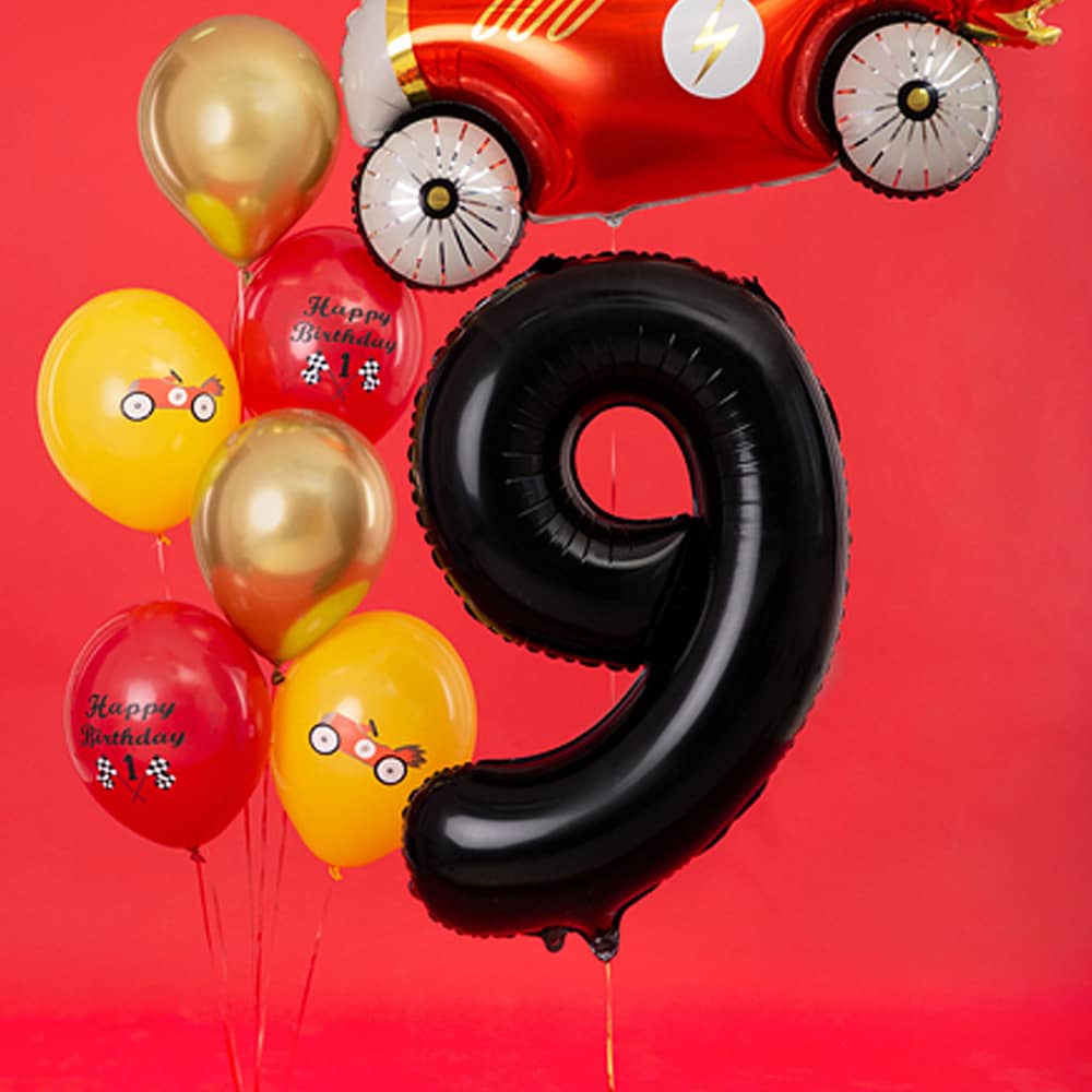 Folieballon Cijfer 9 (86 cm) - Zwart