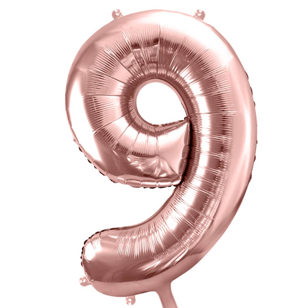 Rosé gouden folieballon cijfer 9